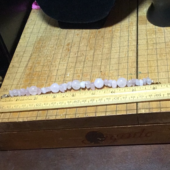 Semiprecious Stone Rose Quartz Crystal Bracelet 8”L Silver Tone Clasp EVC - Picture 5 of 7